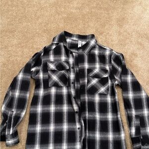 Black and White Plaid Button-Up Shirt